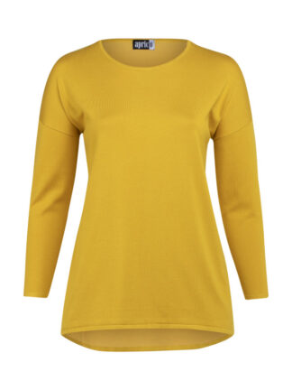 stickad tröja i gult för större storlekar