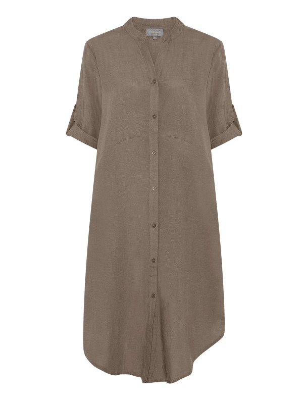 Klänning Lea Skjortklänning med sidfickor i viskos/linne i stor storlek