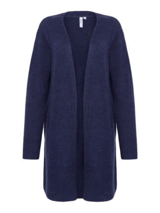 Lång cardigan i blått, finns i storlek 38-46.