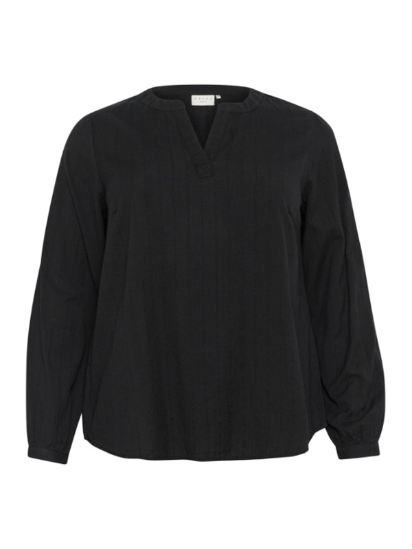 Blus Lene svart Svart blus i bomull i stor storlek